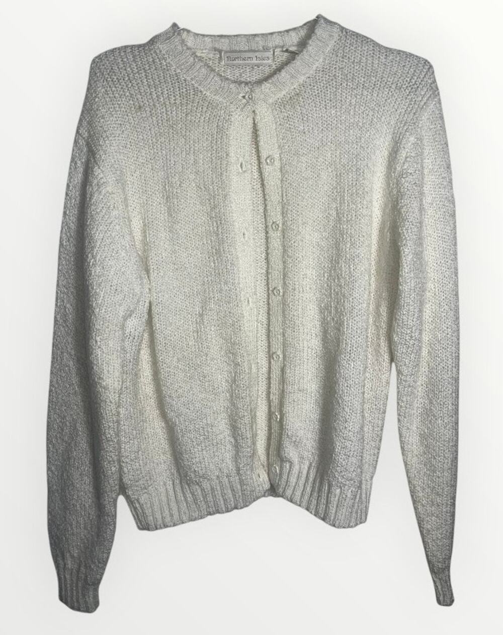 Vintage Northern Isles Acrylic White Cardigan | Size XL | EUC